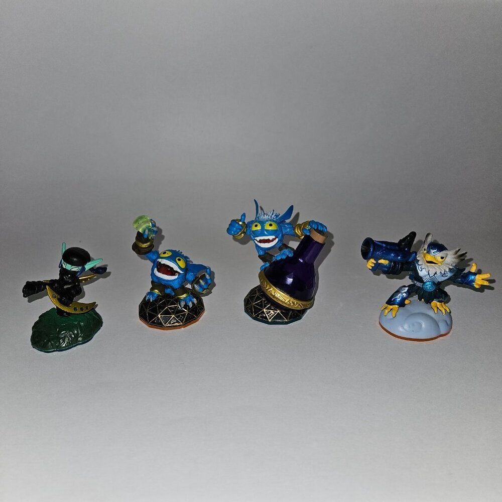4 Skylanders Activision Figures Toy Lot Stealth Elf Pop Fizz Jet-Vac Swap Force